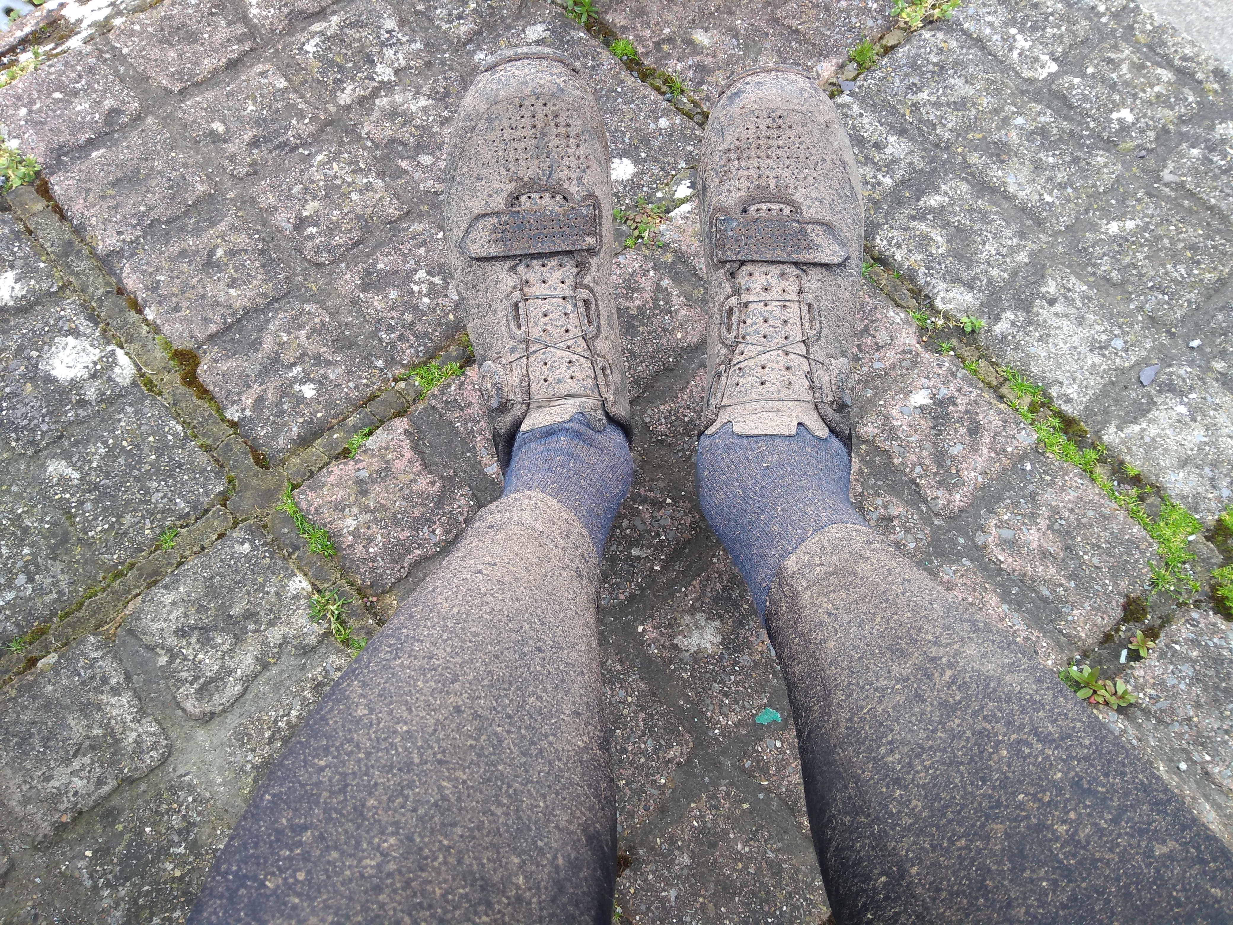 Muddy shoes and tights