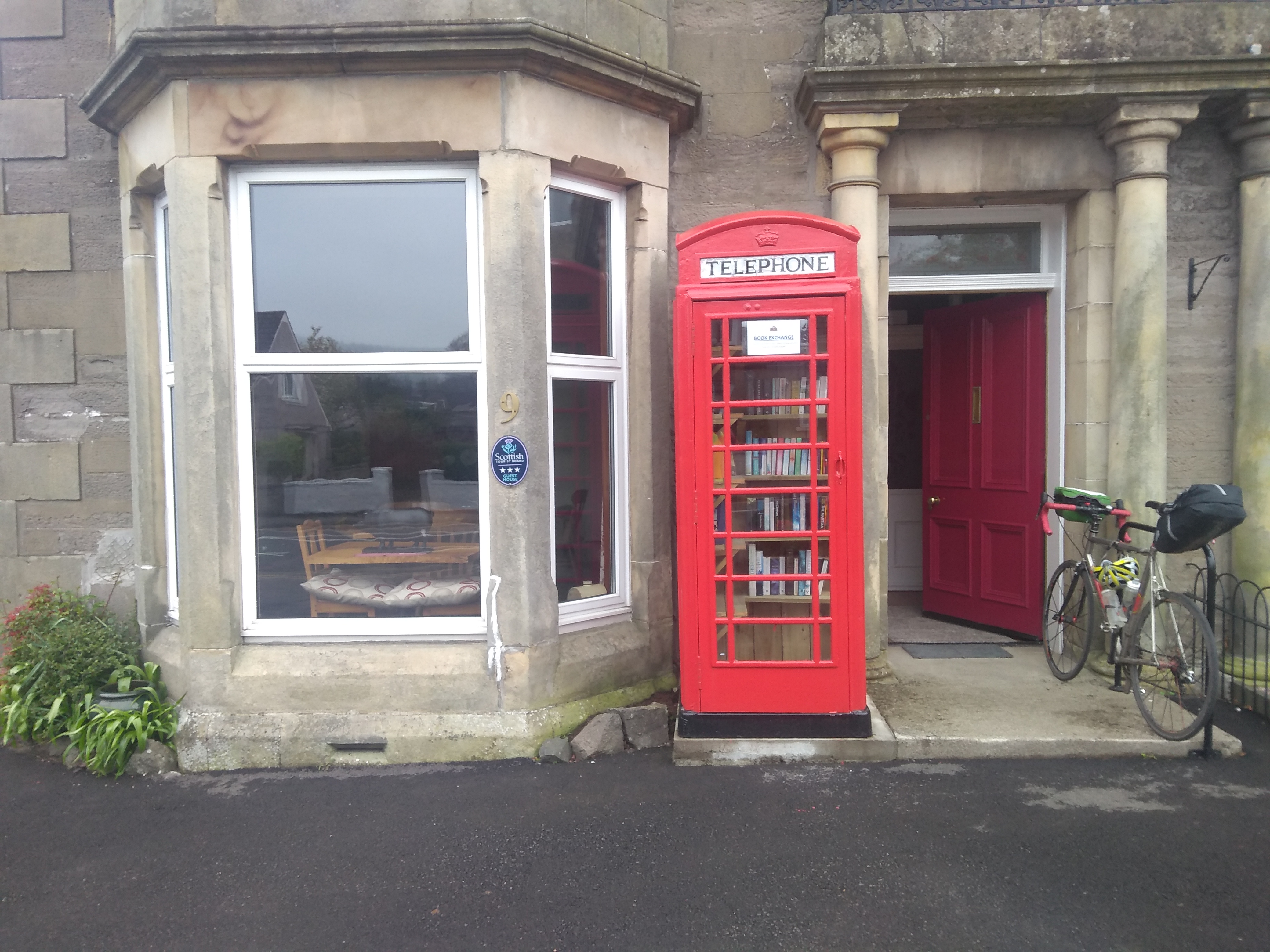 Guest house with phone box