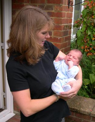 Naomi with 3 week old Oliver