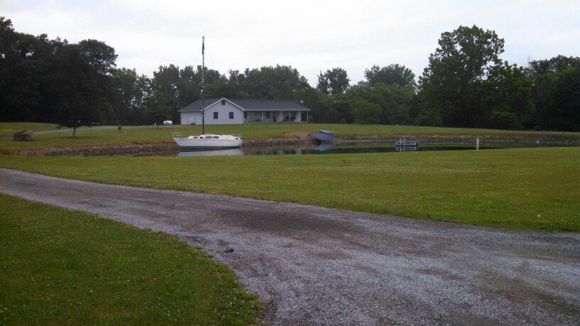 Yacht in pond