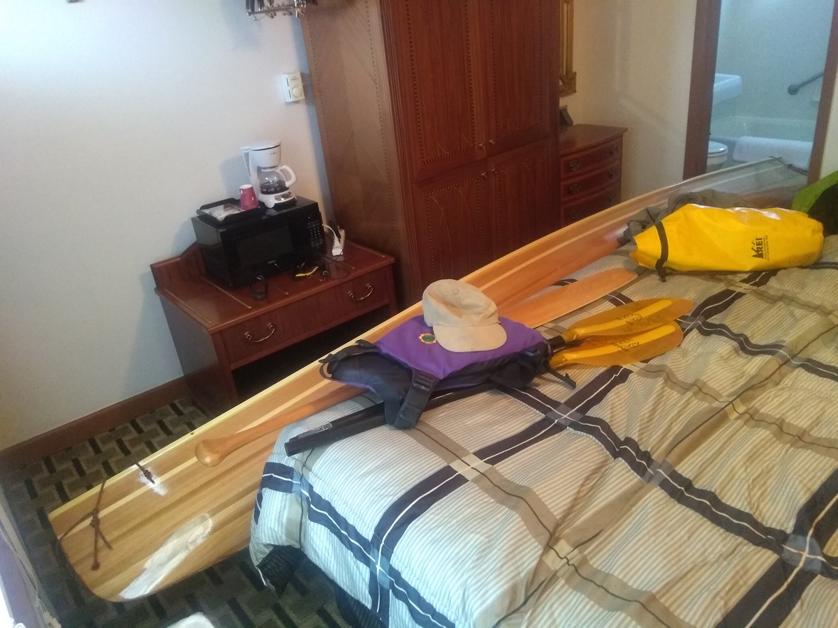 Canoe in motel room